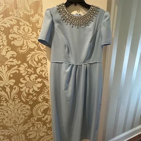 blue gold dress murder Pearl Midi Dress
